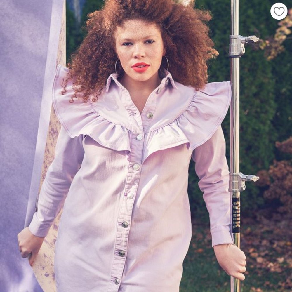 Eloquii Ruffle Yoke Denim Lilac Dress **TAGS STILL ON**